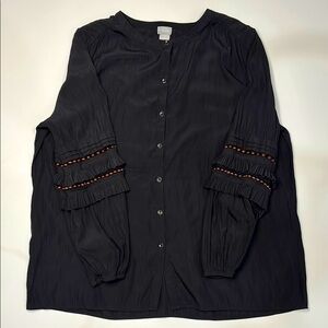 Chico's Black Blouse with Embellished Sleeves